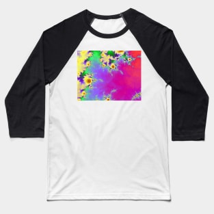 Yellow Fractal Floral Pattern Baseball T-Shirt